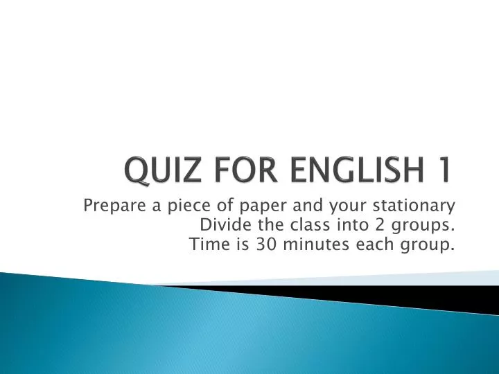 quiz for english 1