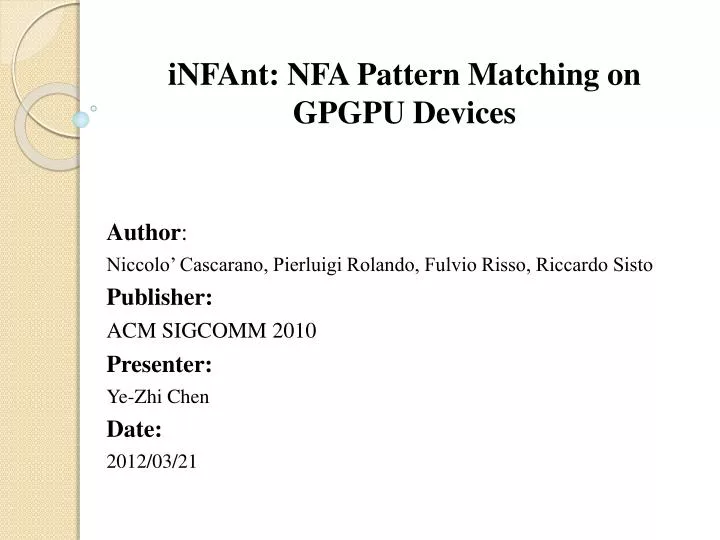 infant nfa pattern matching on gpgpu devices
