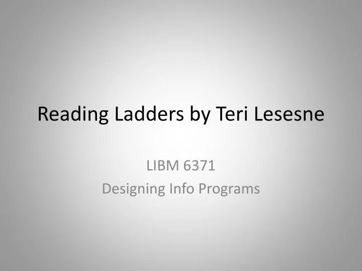 reading ladders by teri lesesne