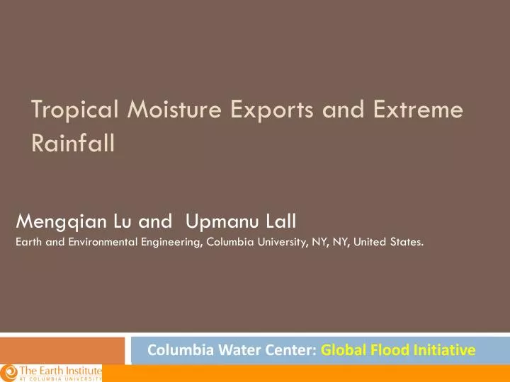 tropical moisture exports and extreme rainfall