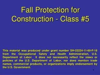 Fall Protection for Construction - Class #5