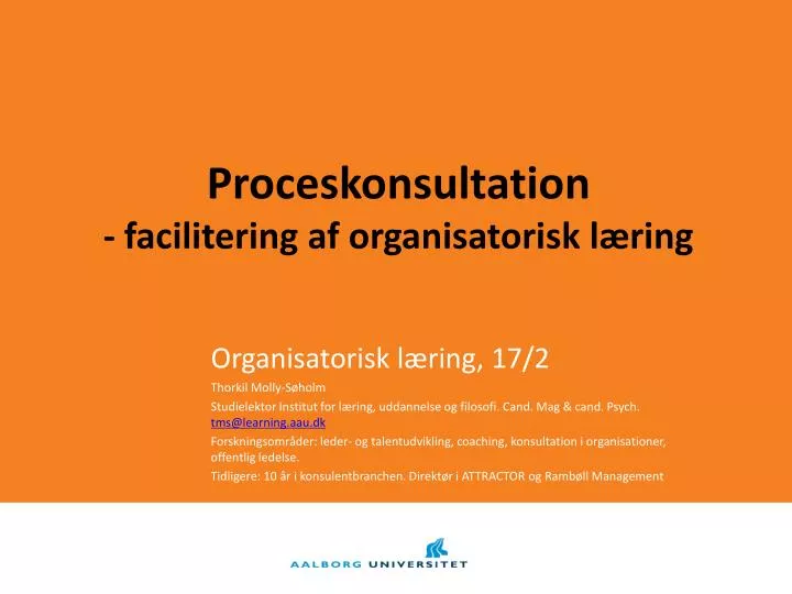 proceskonsultation facilitering af organisatorisk l ring