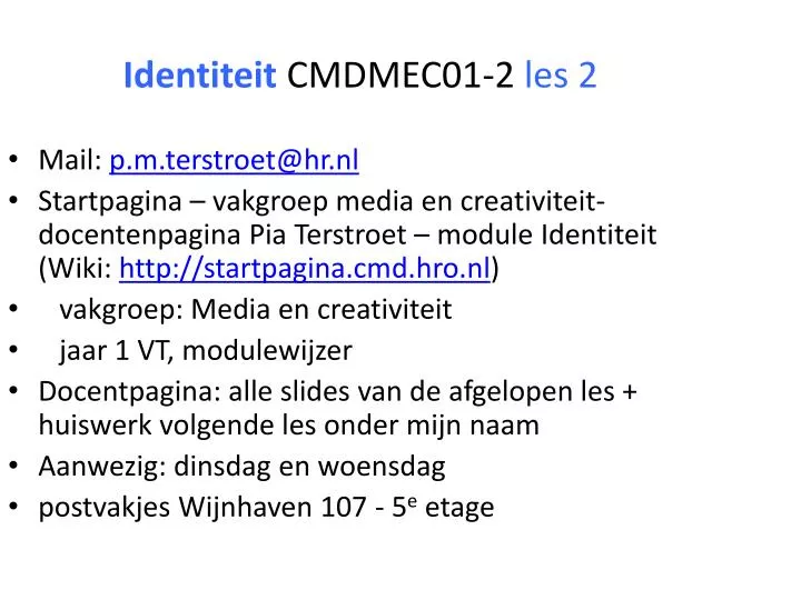 identiteit cmdmec01 2 les 2