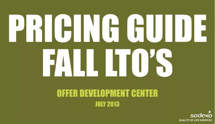 pricing guide fall lto s