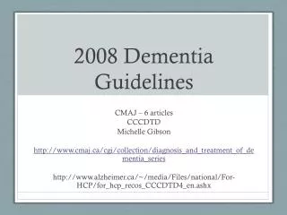 2008 Dementia Guidelines