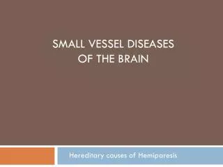 Small Vessel Diseases of the Brain