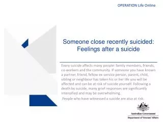 Someone close recently suicided: Feelings after a suicide