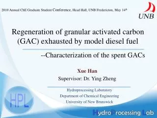 Regeneration of granular activated carbon (GAC) exhausted by model diesel fuel