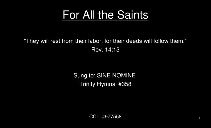 for all the saints