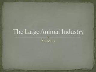 The Large Animal Industry