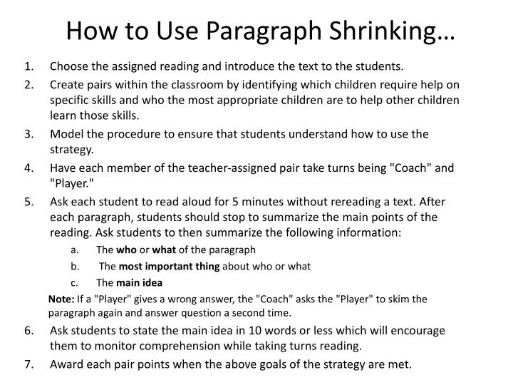 how to use paragraph shrinking