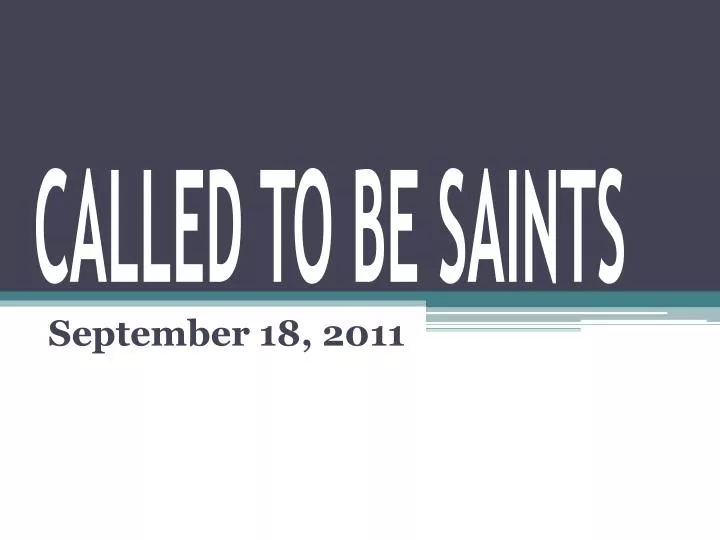 called to be saints