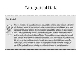 Categorical Data