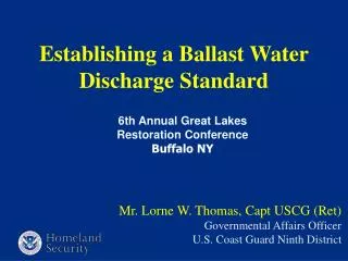 Establishing a Ballast Water Discharge Standard