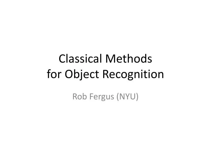 classical methods for object recognition