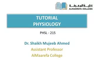 TUTORIAL PHYSIOLOGY