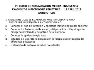 VII CURSO DE ACTUALIZACION MEDICA ENARM 2012