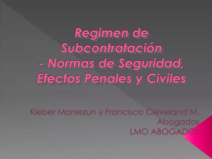 regimen de subcontrataci n normas de seguridad efectos penales y civiles