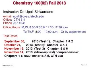 Chemistry 100(02) Fall 2013