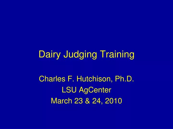 dairy judging training