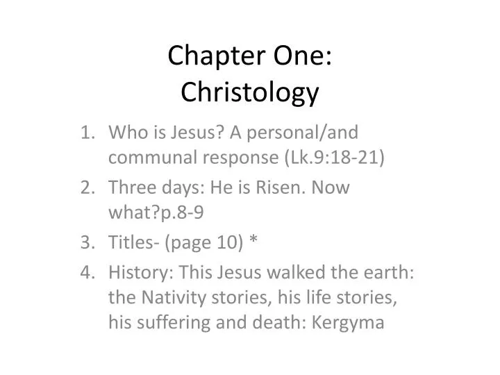 chapter one christology