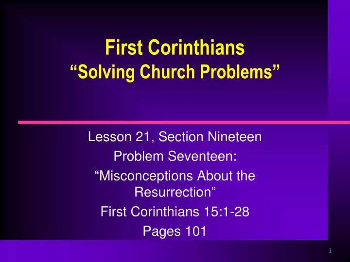 first corinthians solving church problems