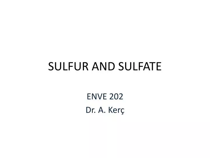 sulfur and sulfate