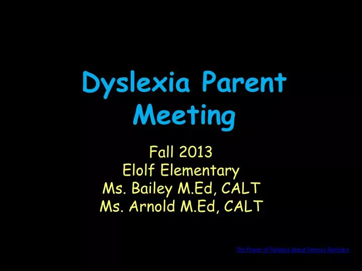 dyslexia parent meeting