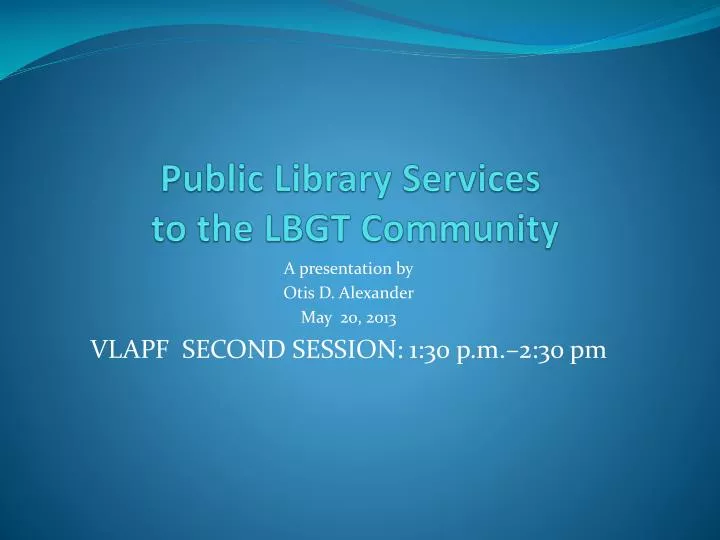 public library services to the lbgt community