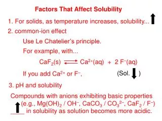 Factors That Affect Solubility