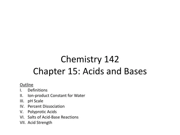 chemistry 142 chapter 15 acids and bases