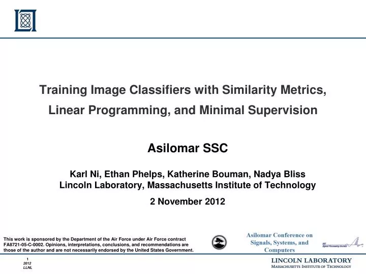 training image classifiers with similarity metrics linear programming and minimal supervision