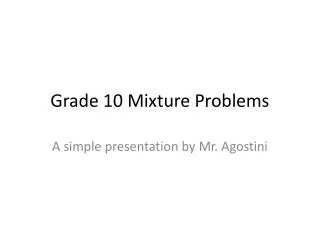 grade 10 mixture problems