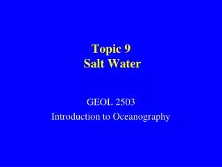 Topic 9 Salt Water