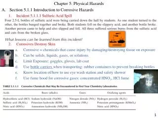 Chapter 5: Physical Hazards Section 5.1.1 Introduction to Corrosive Hazards