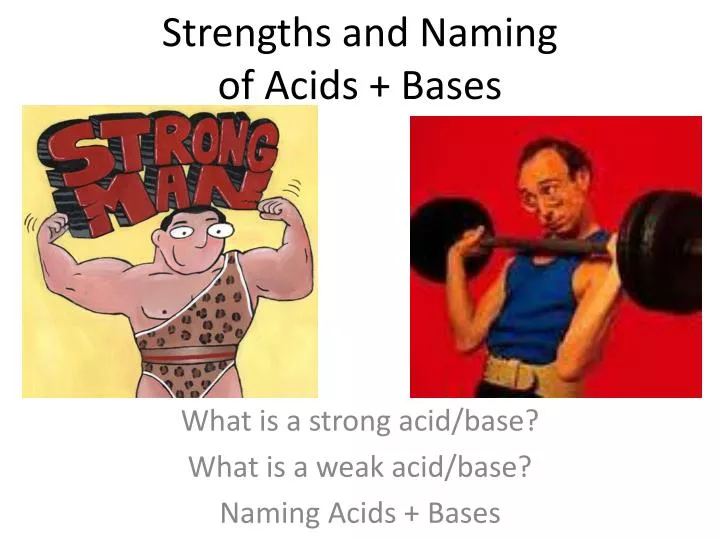strengths and naming of acids bases