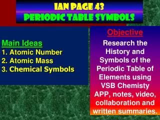 Ian page 43 Periodic Table Symbols