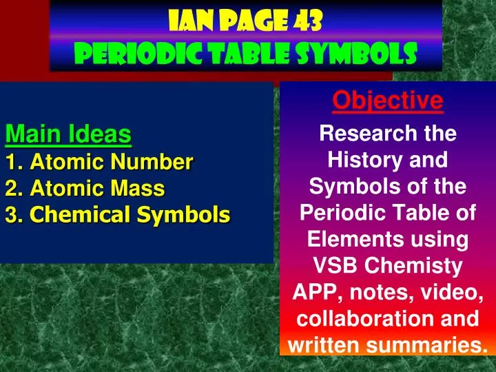 ian page 43 periodic table symbols