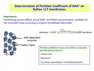 Determination of Partition Coefficient of NAD + on Nafion 117 membranes