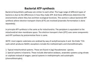 Bacterial ATP synthesis