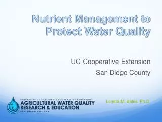 Nutrient Management to Protect Water Quality