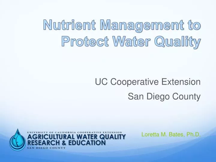 nutrient management to protect water quality