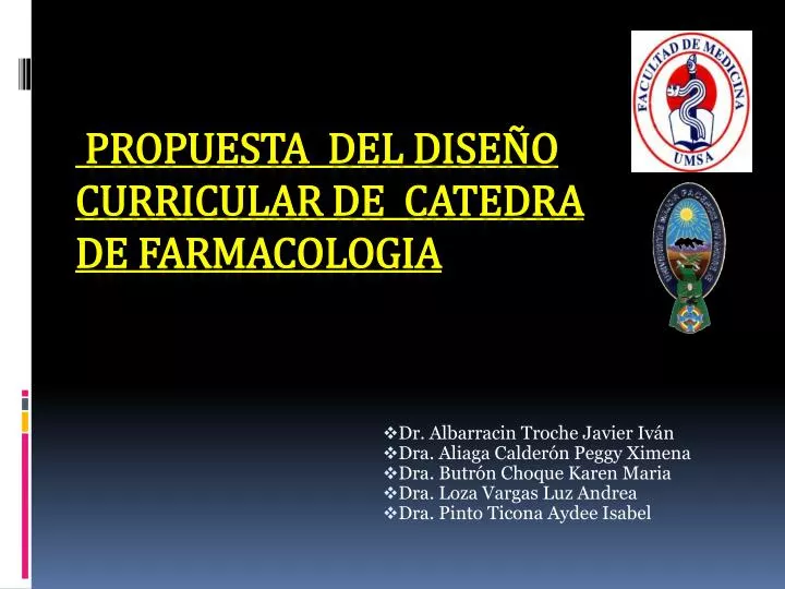 propuesta del dise o curricular de catedra de farmacologia