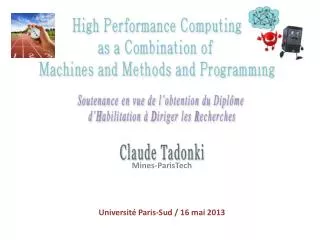 Mines- ParisTech Université Paris-Sud / 16 mai 2013