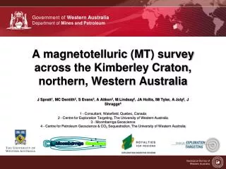 A magnetotelluric (MT) survey across the Kimberley Craton, northern, Western Australia