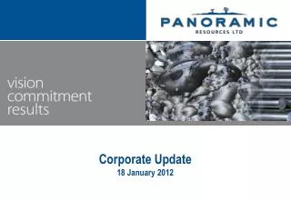 Corporate Update 18 January 2012