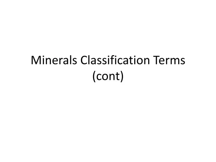 minerals classification terms cont