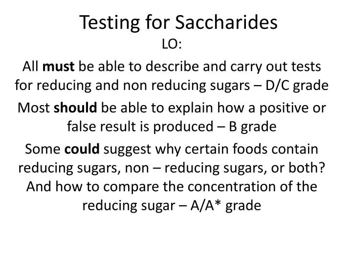 testing for saccharides