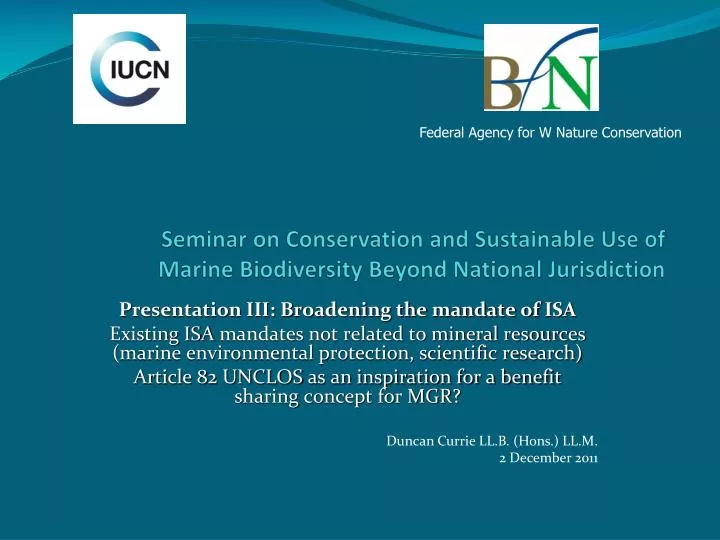 seminar on conservation and sustainable use of marine biodiversity beyond national jurisdiction