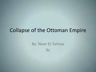 Collapse of the Ottoman Empire